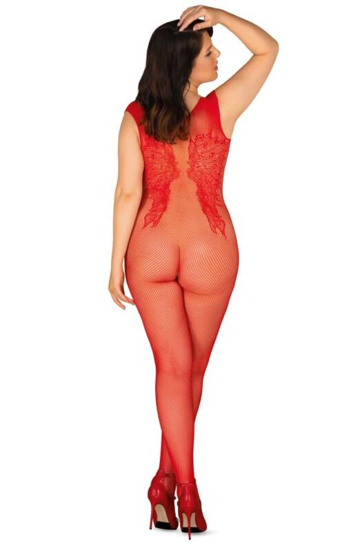 N112 bodystocking, piros cicaruha, XL/XXL