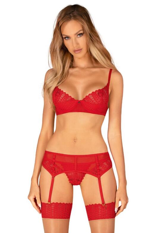 Szexi fehérnemű, Ingridia piros harisnyatartós szett Szexi fehérnemű, Ingridia piros harisnyatartós szett