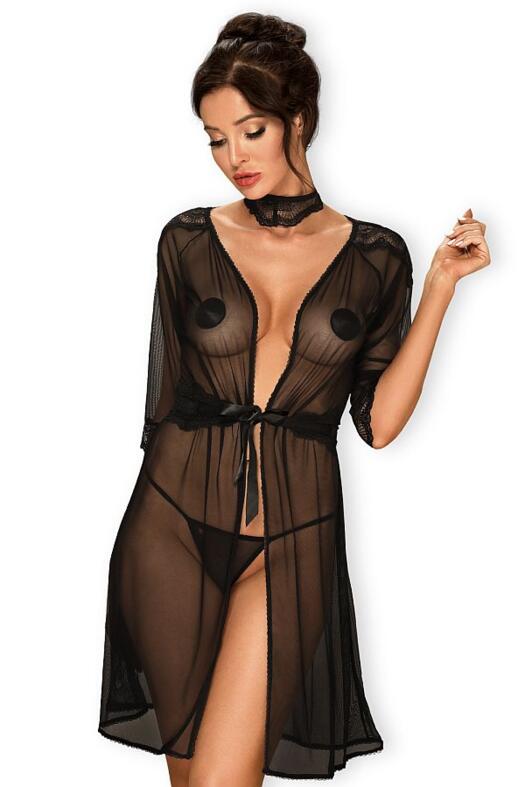 Szexi tüll fehérnemű, Lucita fekete köntös Szexi tüll fehérnemű, Lucita fekete köntös